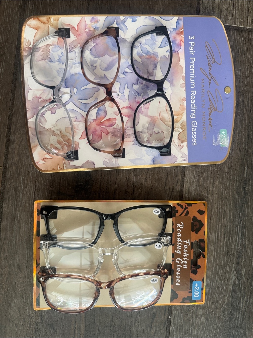 6 Adult Reading Glasses Set - 2 Black, 2 Tortoise Brown, 2 Clear